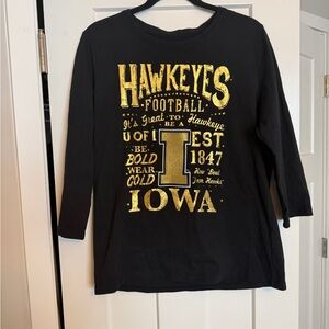 Iowa Hawkeyes Black and Gold 3/4 Sleeve XL